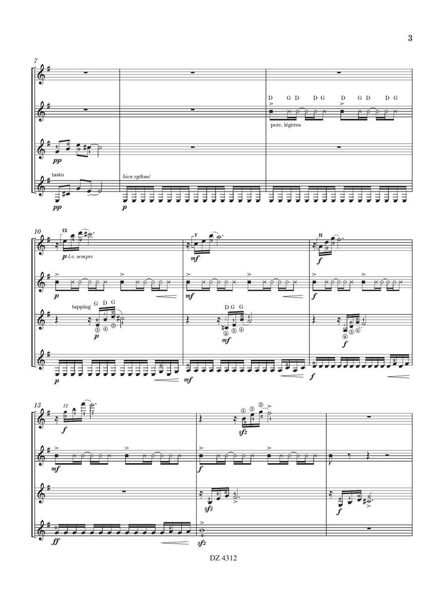 3 Mouvements continus Guitar Ensemble scores gallery preview page 3
