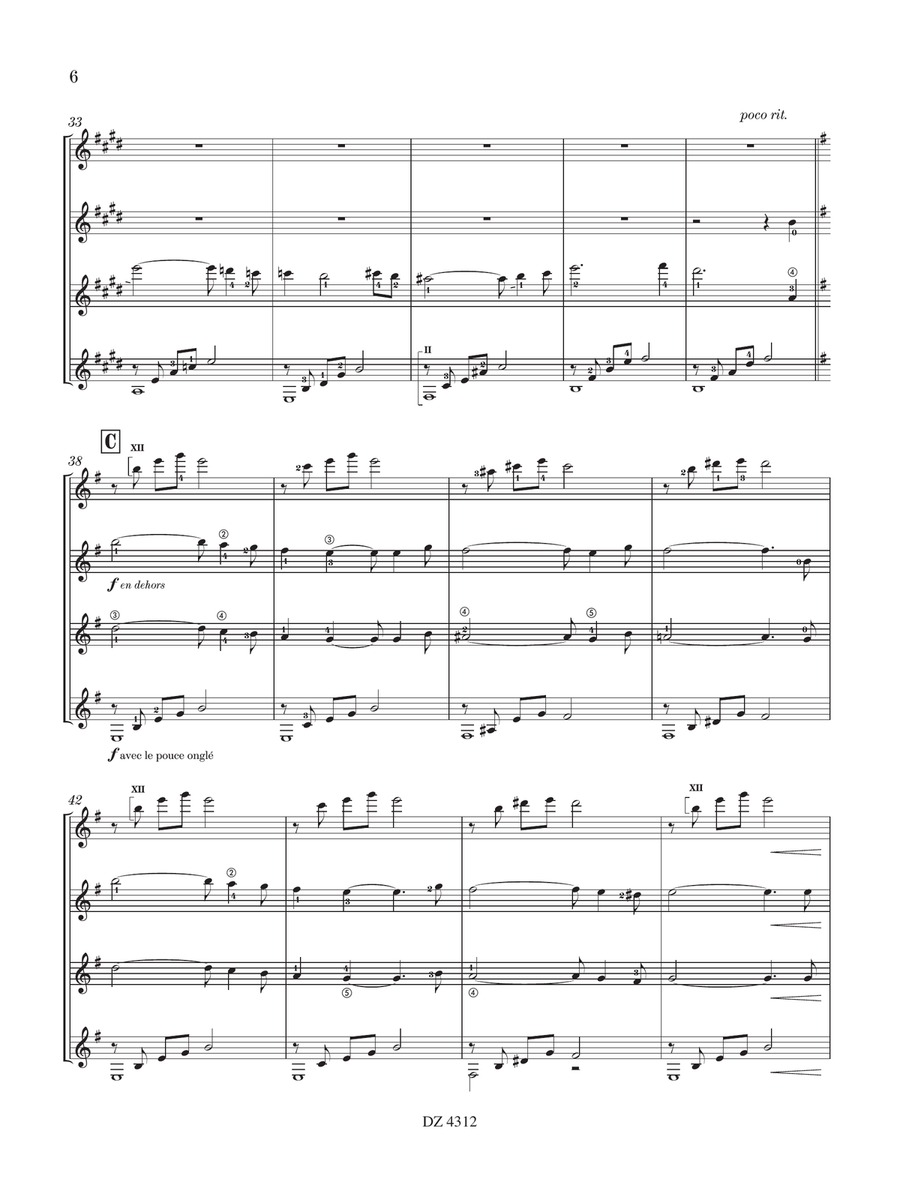 3 Mouvements continus Guitar Ensemble scores gallery preview page 6