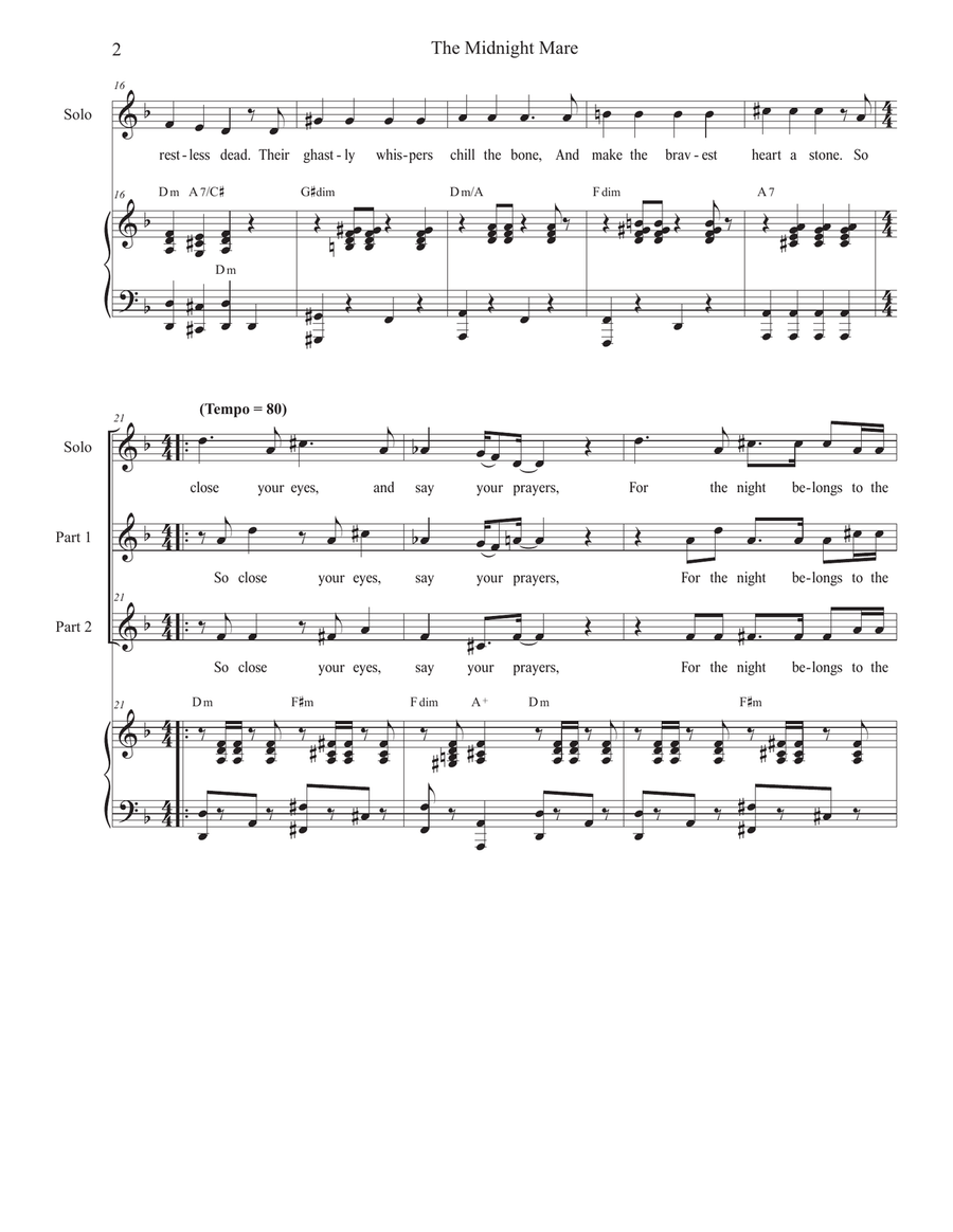 The Midnight Mare (Solo with 2-part choir) 2-Part scores gallery preview page 2