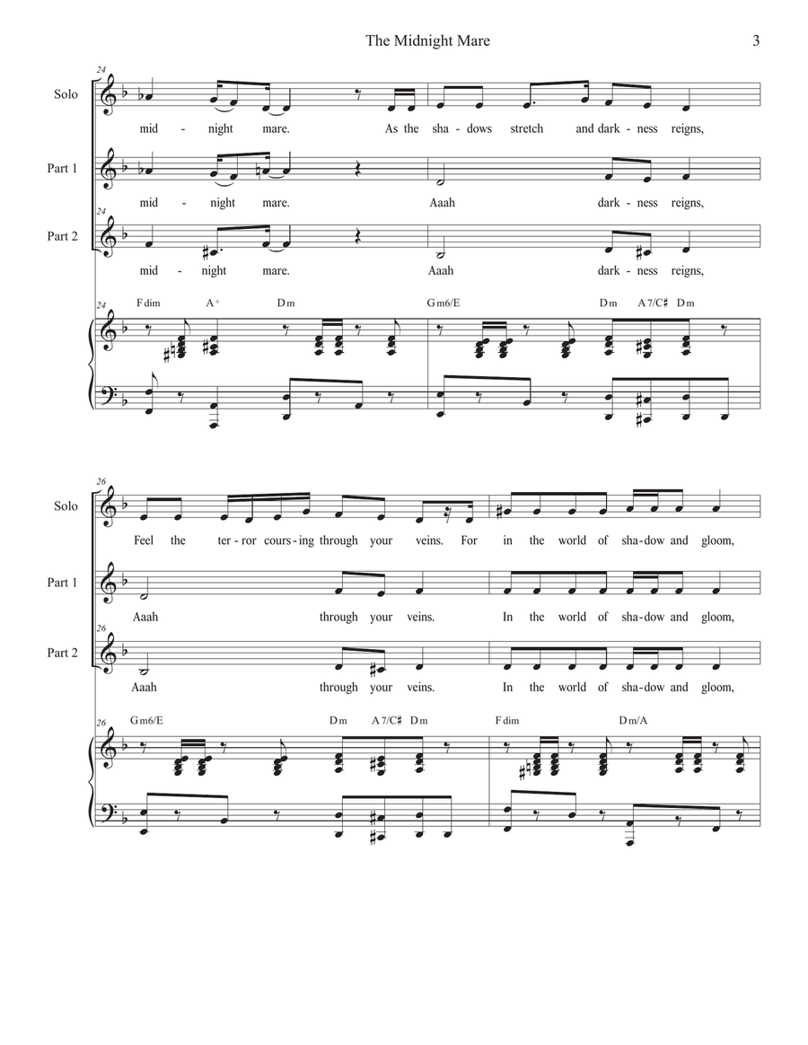 The Midnight Mare (Solo with 2-part choir) 2-Part scores gallery preview page 3