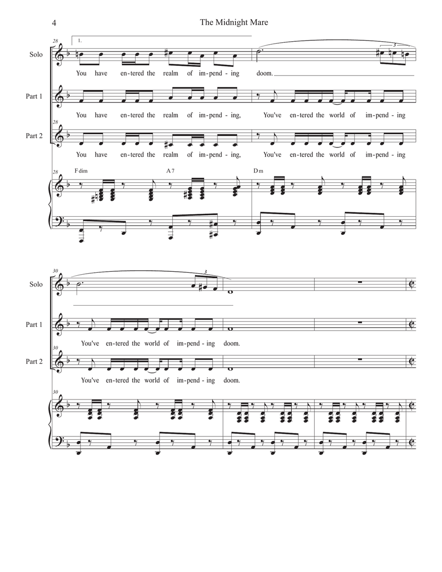 The Midnight Mare (Solo with 2-part choir) 2-Part scores gallery preview page 4