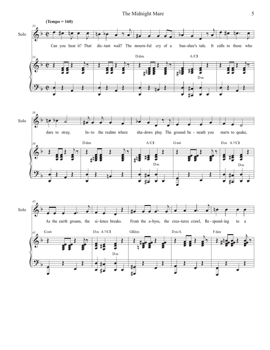 The Midnight Mare (Solo with 2-part choir) 2-Part scores gallery preview page 5