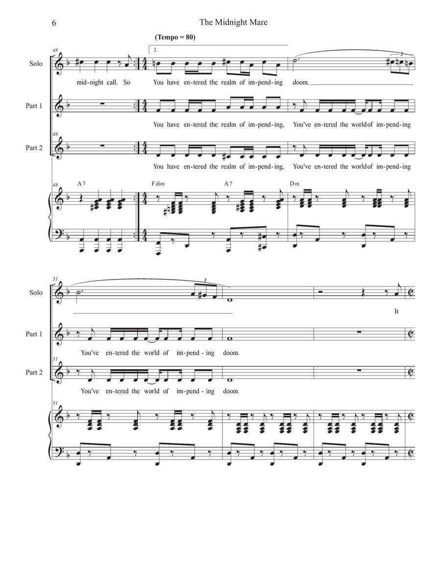 The Midnight Mare (Solo with 2-part choir) 2-Part scores gallery preview page 6