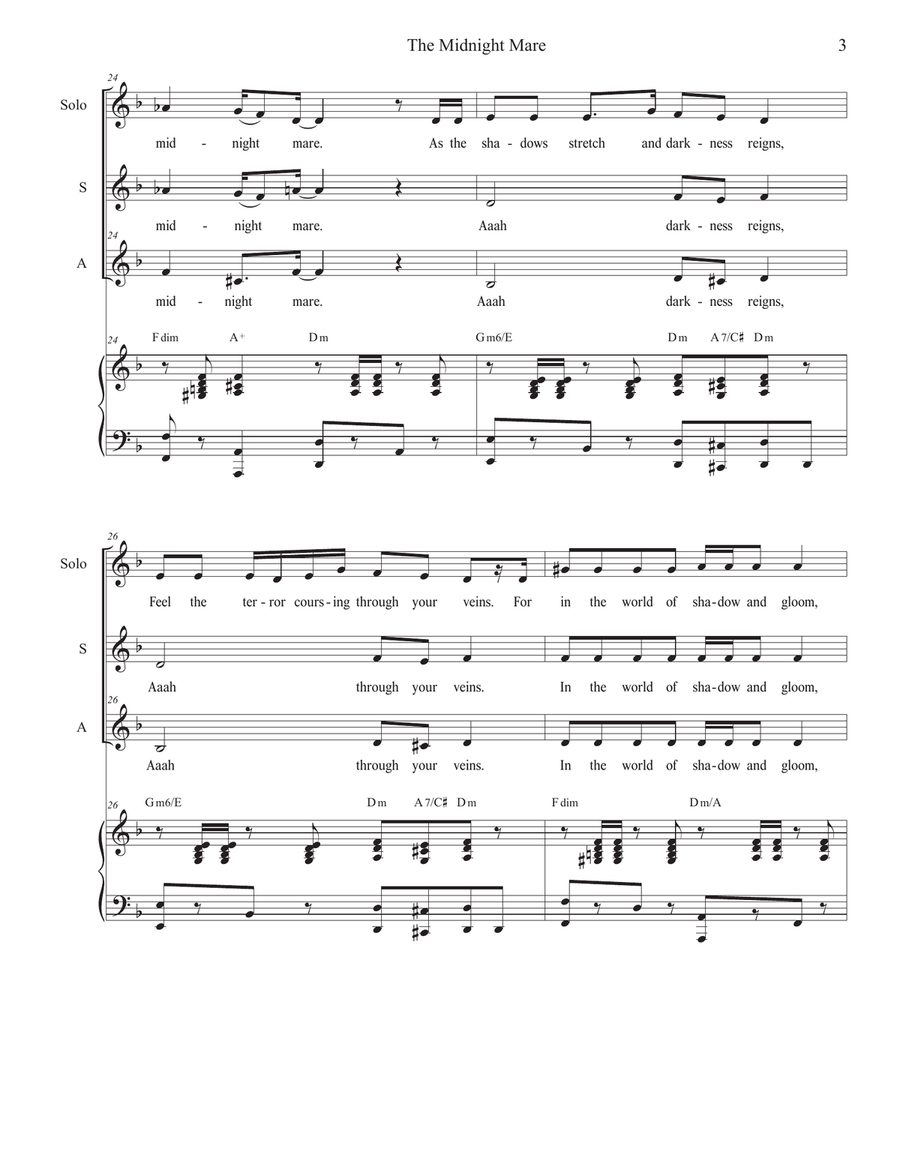 The Midnight Mare (Solo with 2-part choir - (SA) SA scores gallery preview page 3
