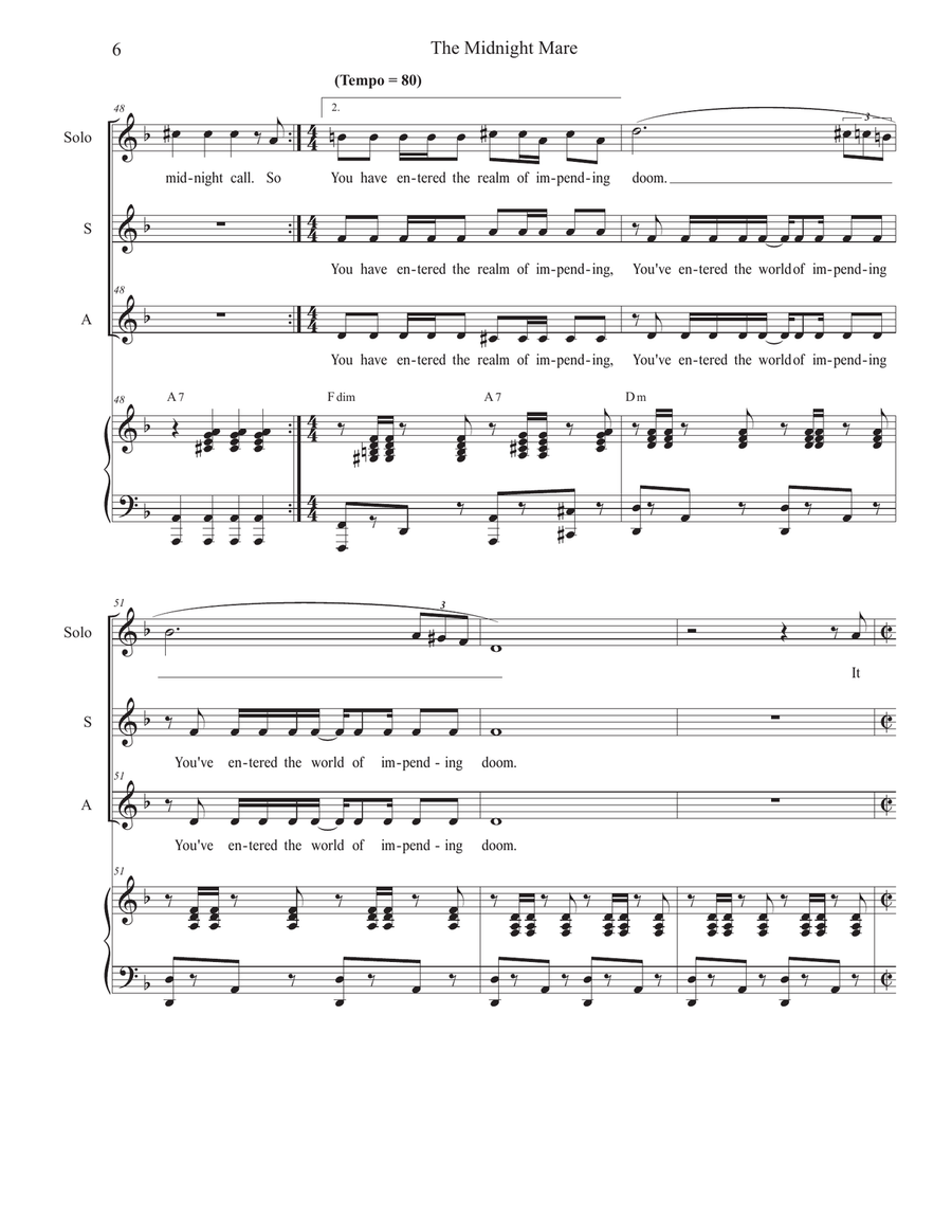 The Midnight Mare (Solo with 2-part choir - (SA) SA scores gallery preview page 6