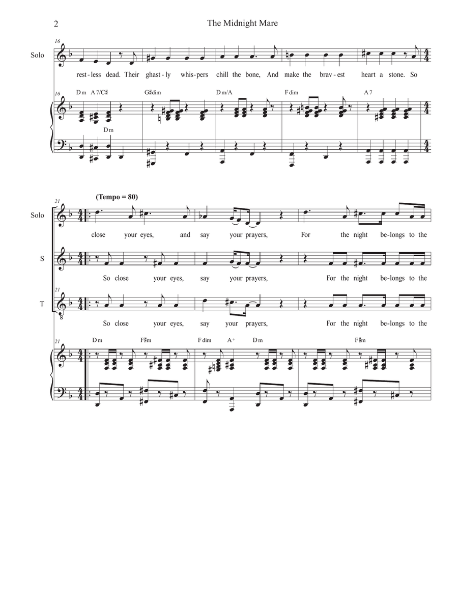The Midnight Mare (Solo with 2-part choir - (Soprano and Tenor) 2-Part scores gallery preview page 2