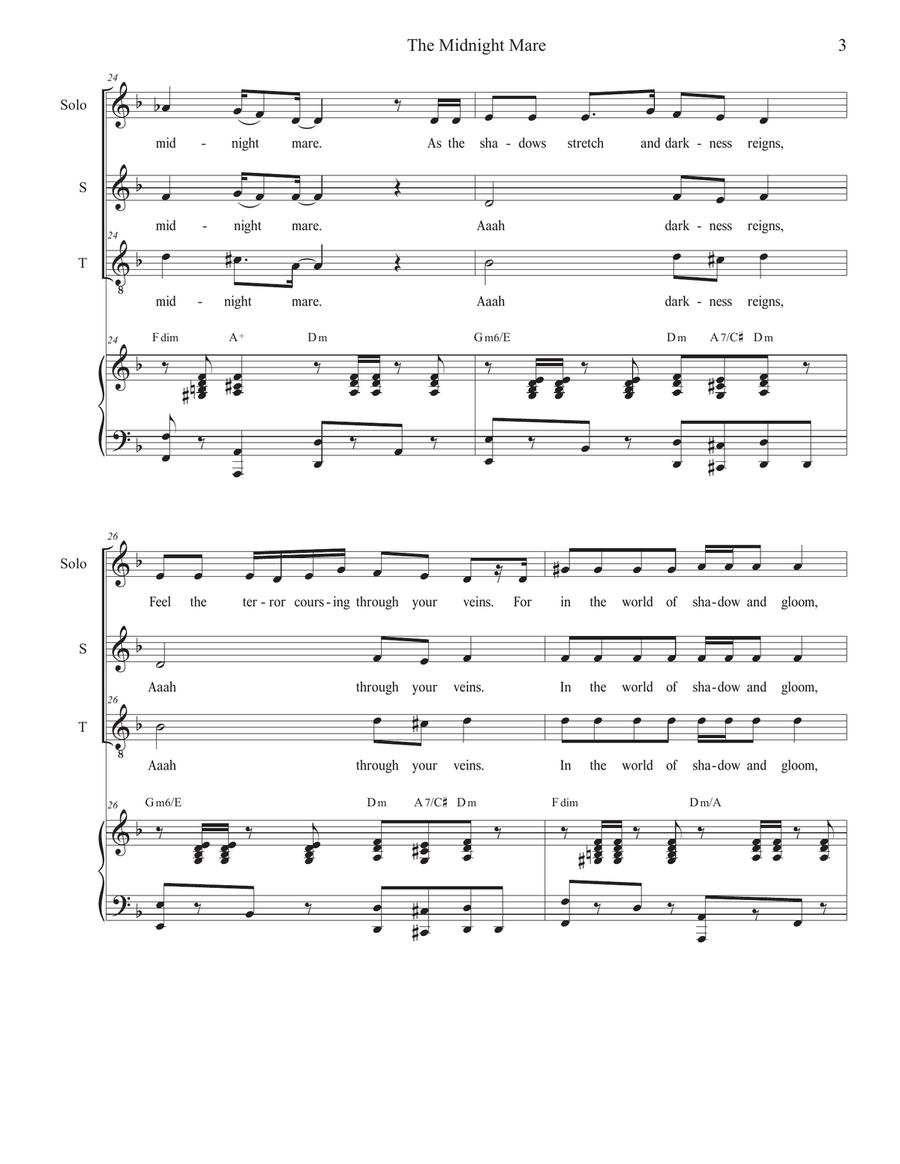 The Midnight Mare (Solo with 2-part choir - (Soprano and Tenor) 2-Part scores gallery preview page 3