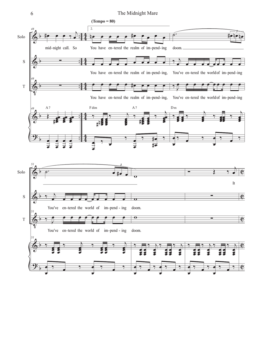 The Midnight Mare (Solo with 2-part choir - (Soprano and Tenor) 2-Part scores gallery preview page 6