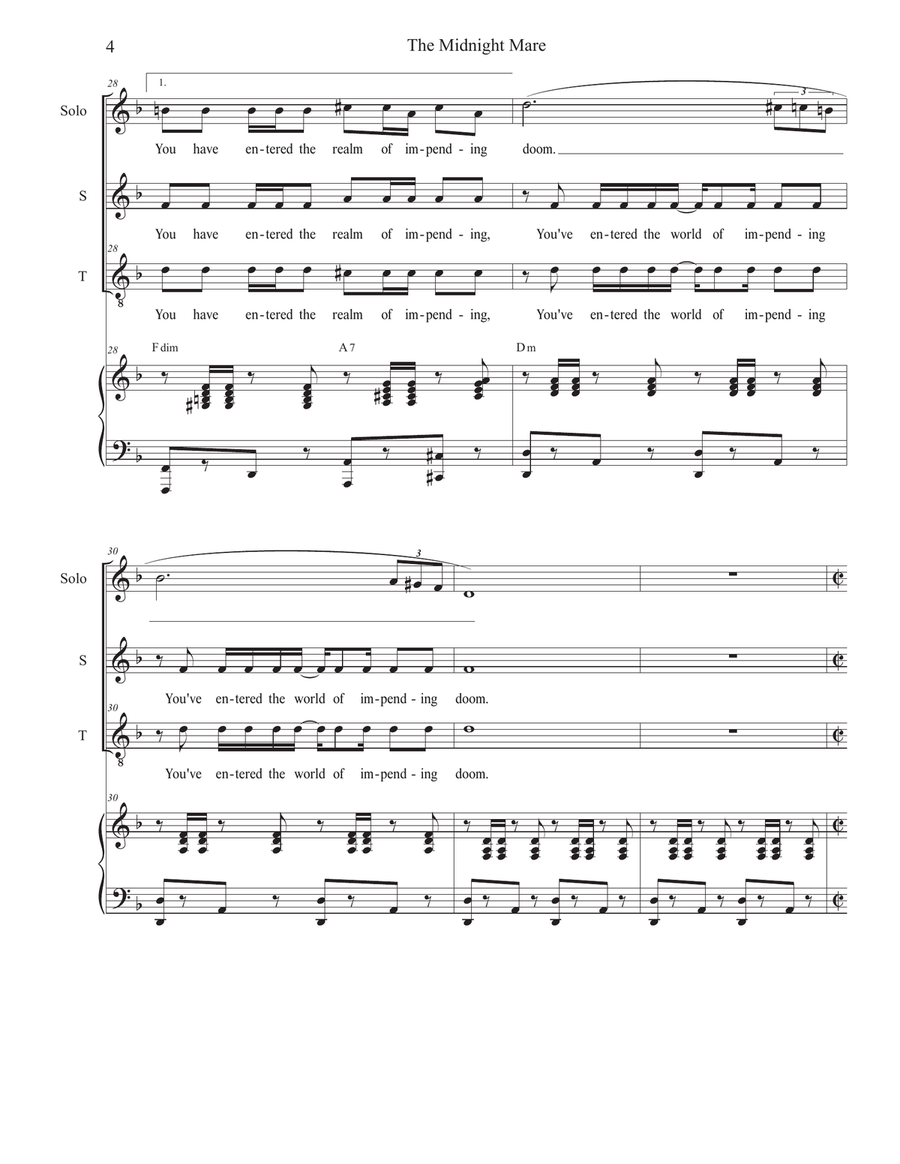 The Midnight Mare (Vocal solo with Soprano and Tenor solo) Tenor Voice scores gallery preview page 4