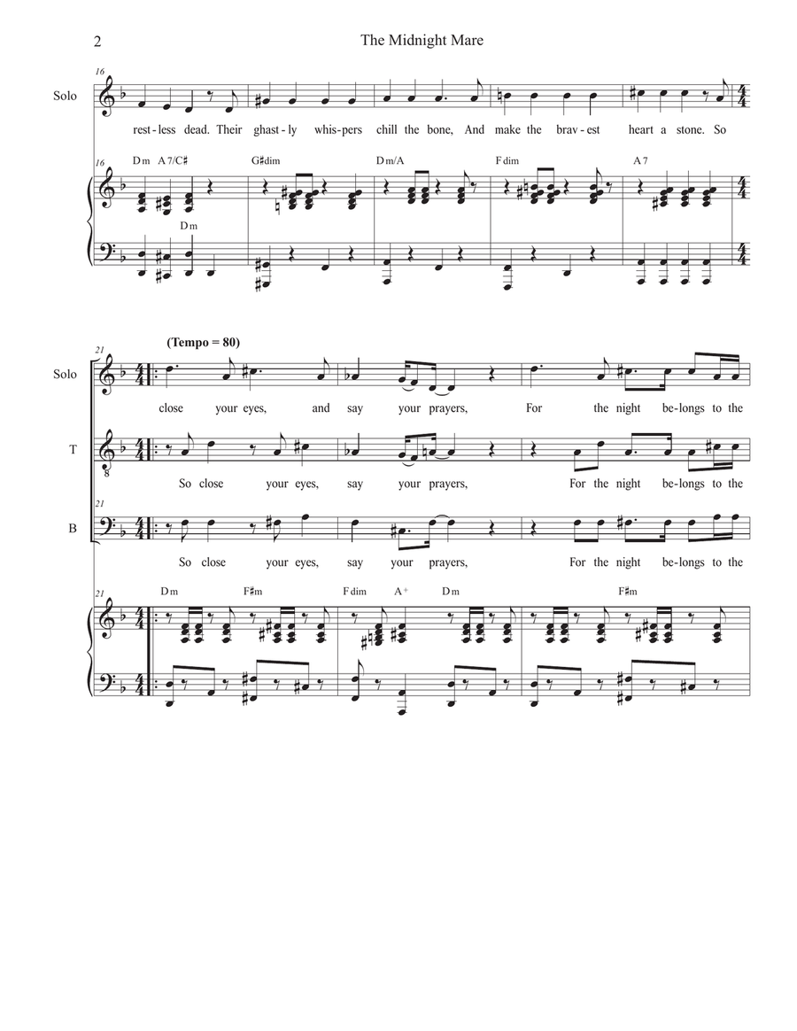 The Midnight Mare (Vocal solo with Tenor and Bass solo) Tenor Voice scores gallery preview page 2