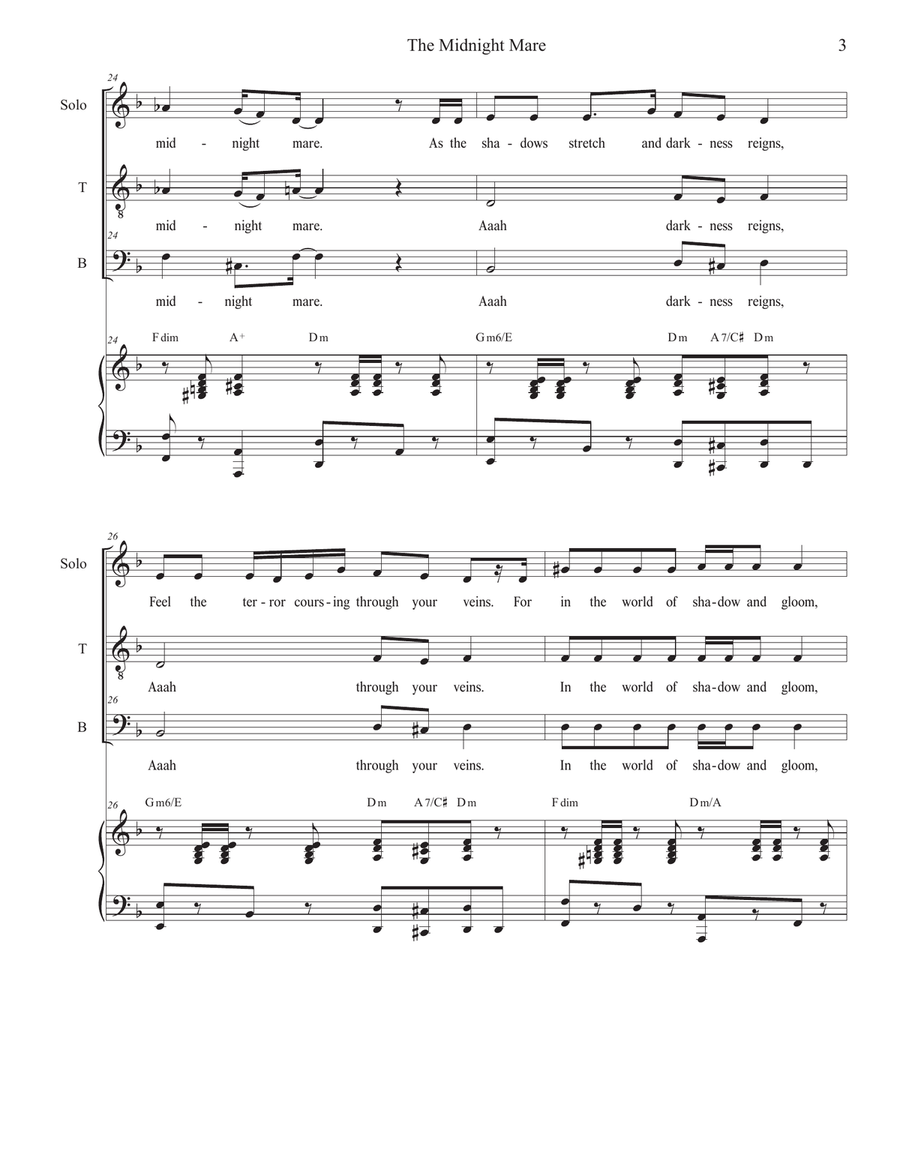 The Midnight Mare (Vocal solo with Tenor and Bass solo) Tenor Voice scores gallery preview page 3