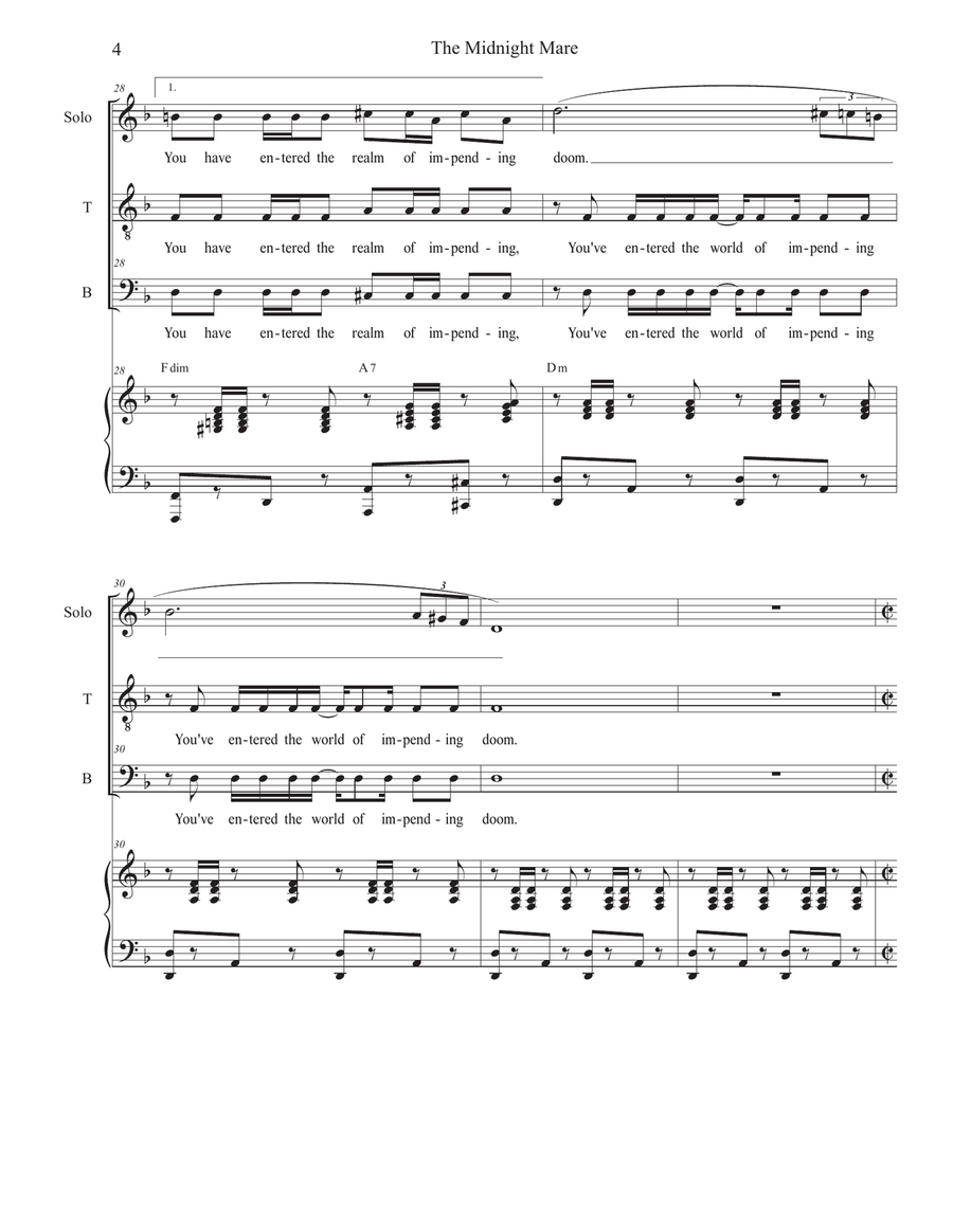 The Midnight Mare (Vocal solo with Tenor and Bass solo) Tenor Voice scores gallery preview page 4