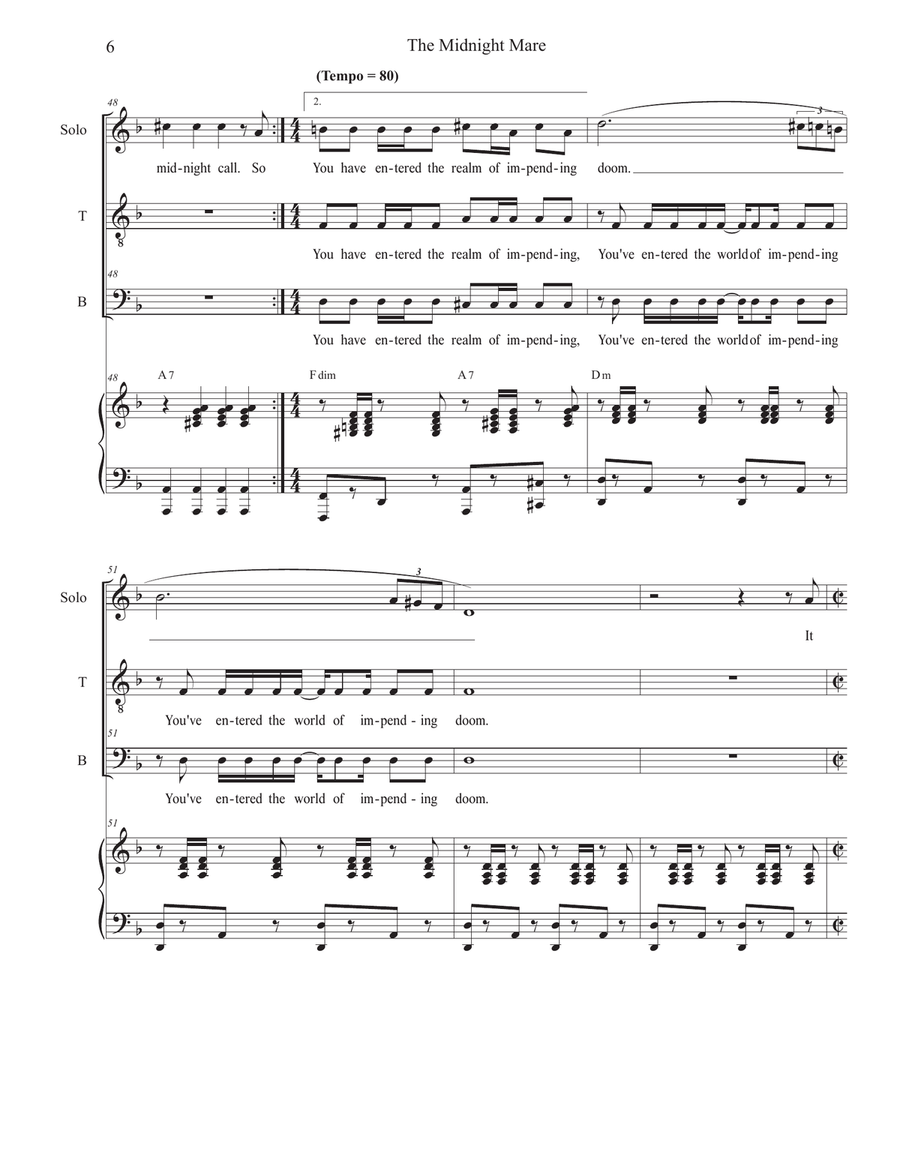 The Midnight Mare (Vocal solo with Tenor and Bass solo) Tenor Voice scores gallery preview page 6