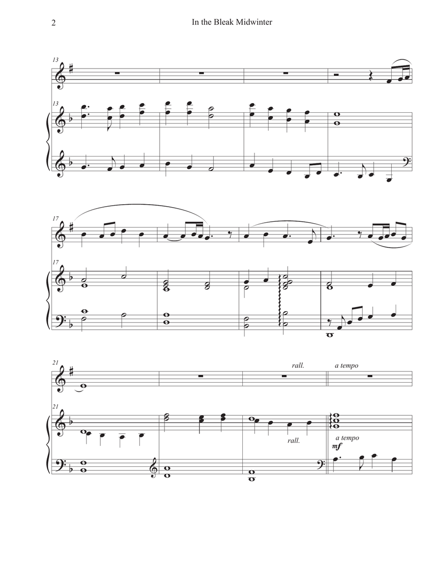 In the Bleak Midwinter (Clarinet-Piano) Clarinet Solo scores gallery preview page 2