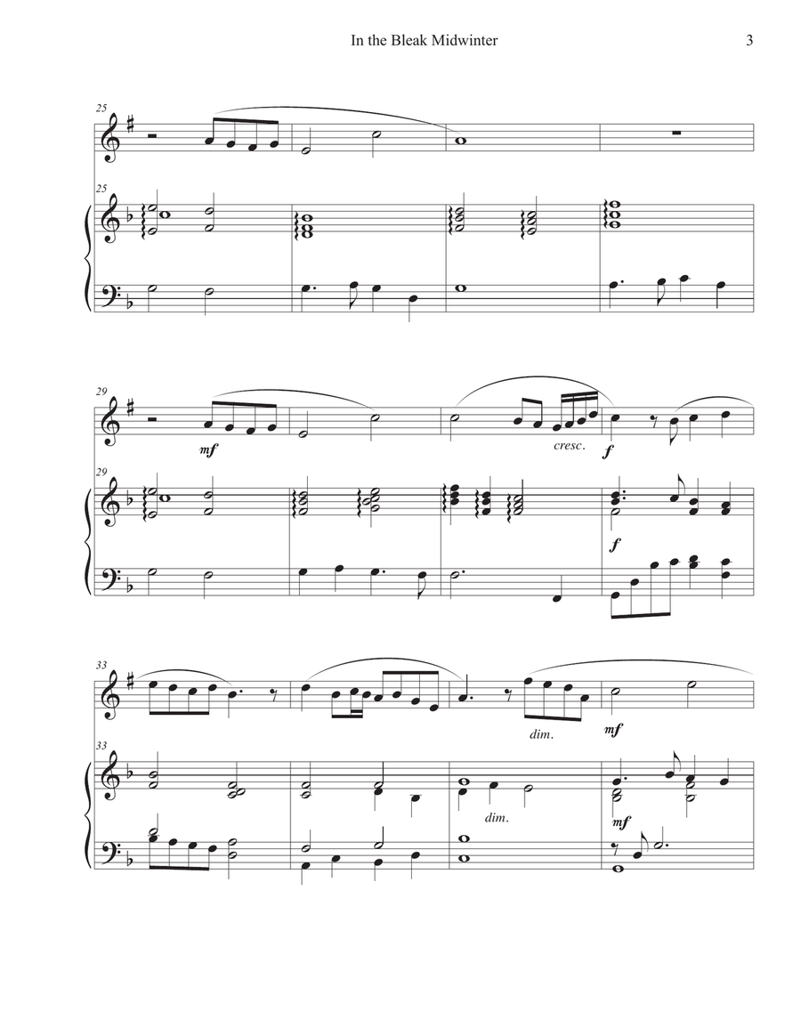 In the Bleak Midwinter (Clarinet-Piano) Clarinet Solo scores gallery preview page 3