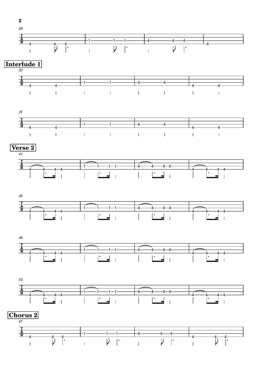 What's Up Bass Guitar Tablature scores gallery preview page 2