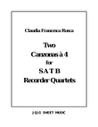 Two Claudia Rusca Canzonas for SATB Recorder Quartet