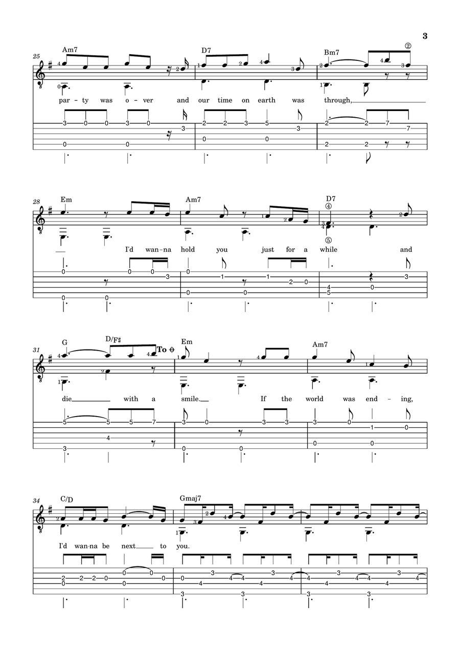 Die With A Smile Acoustic Guitar scores gallery preview page 3