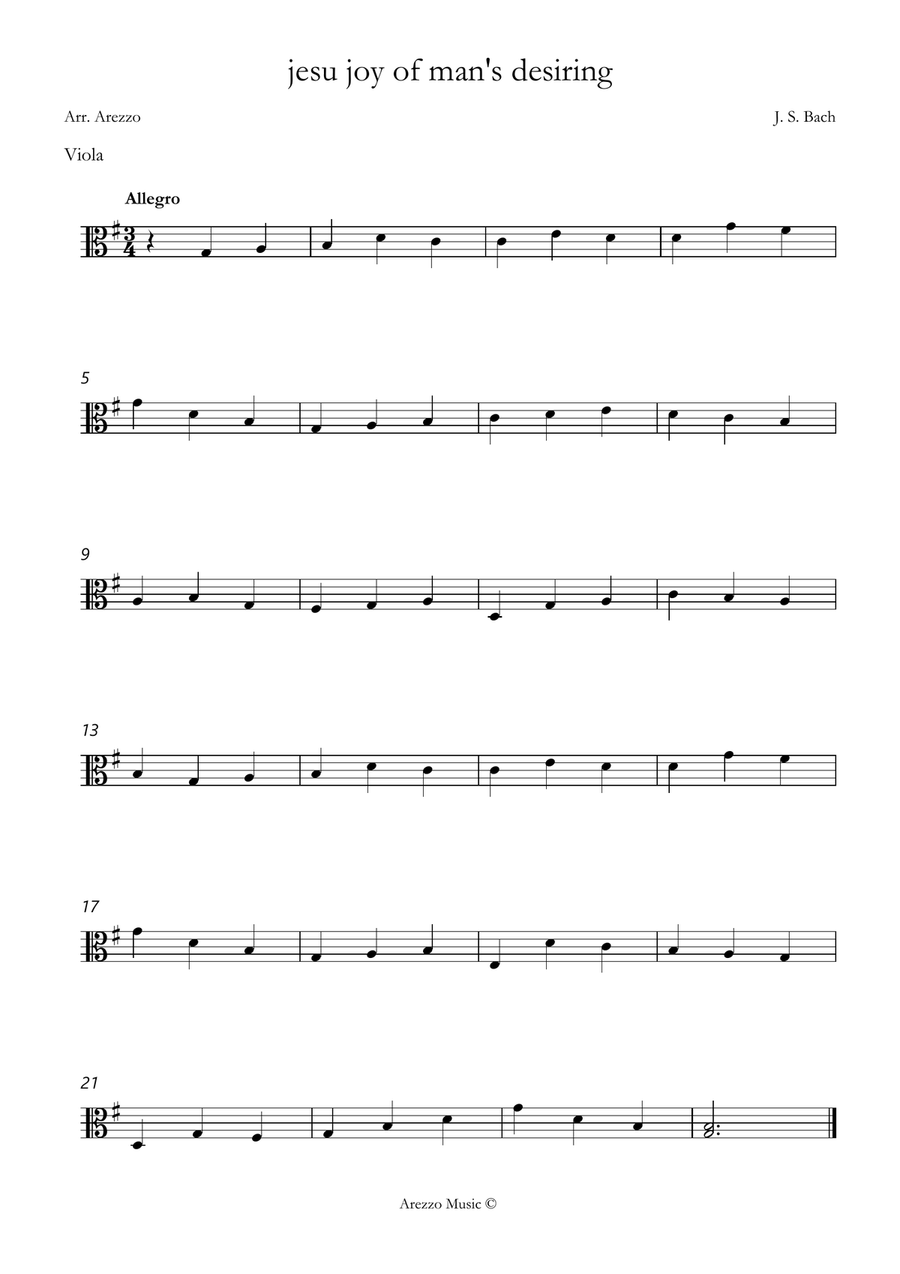 jesu joy of man's desiring easy Viola and Cello sheet music for beginners String Duet scores gallery preview page 2