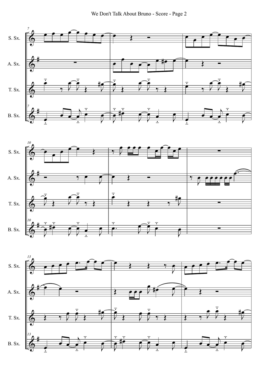We Don't Talk About Bruno Saxophone Quartet scores gallery preview page 2