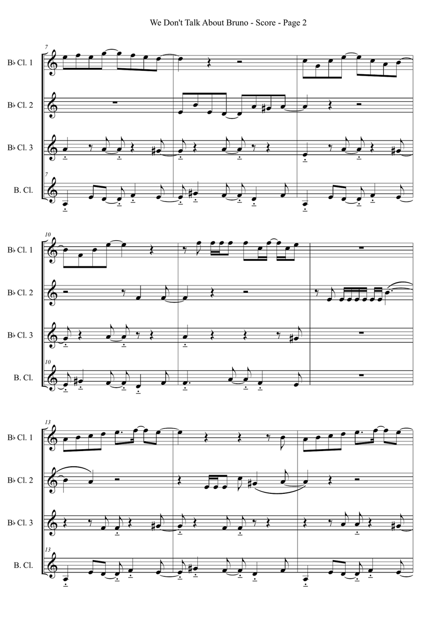 We Don't Talk About Bruno Clarinet Quartet scores gallery preview page 2