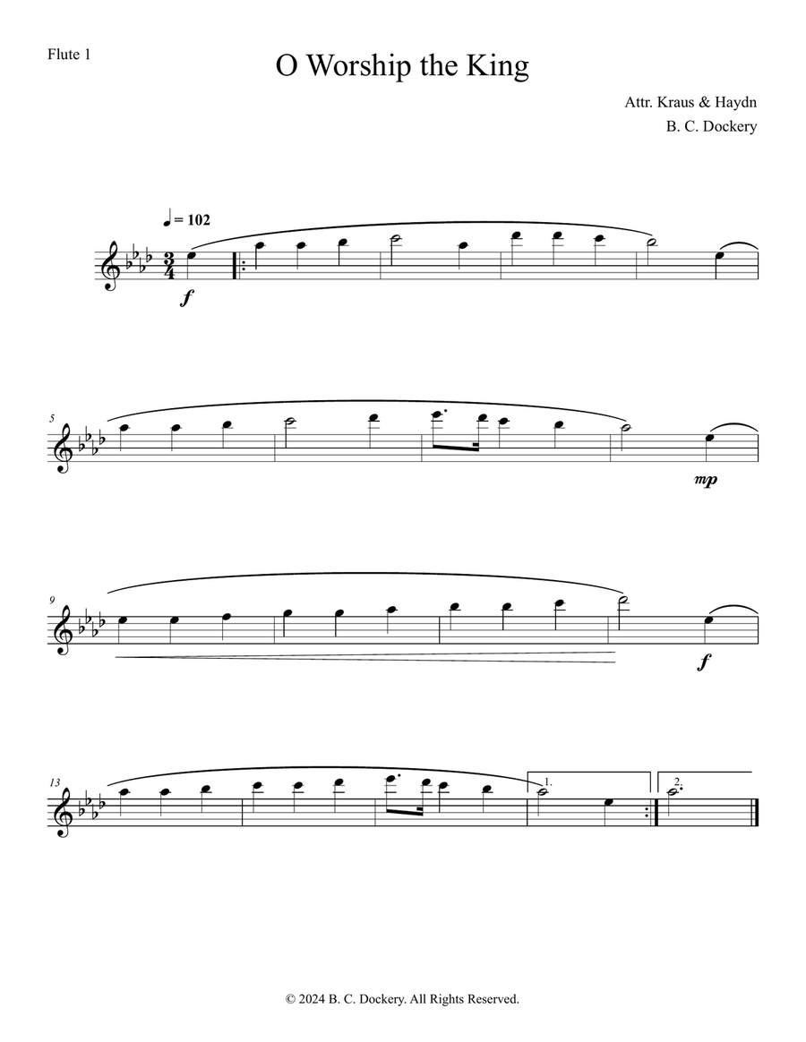 O Worship the King (Flute Duet with Piano Accompaniment) Flute Duet scores gallery preview page 3