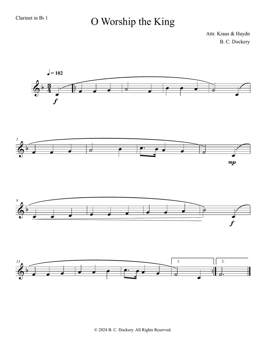 O Worship the King (Clarinet Duet with Piano Accompaniment) Clarinet Duet scores gallery preview page 3