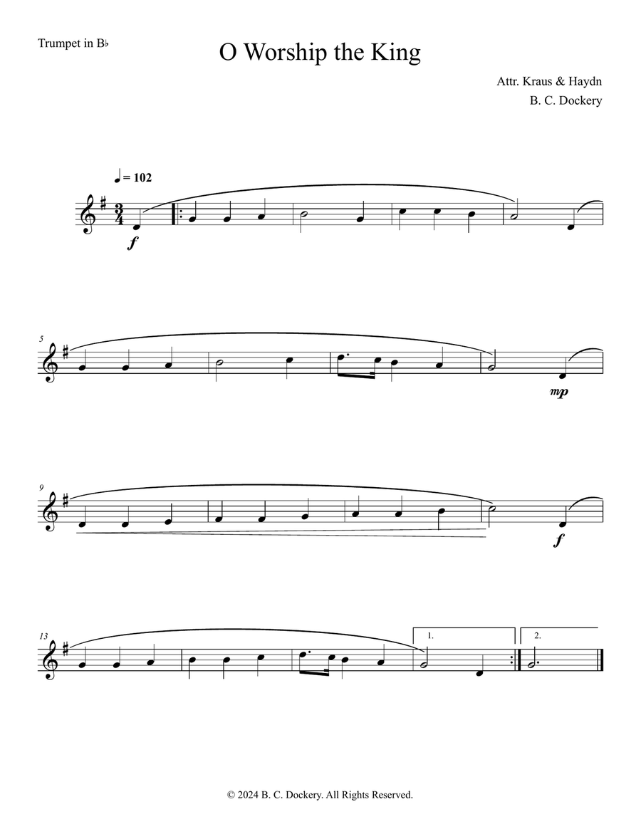 O Worship the King (Trumpet and Trombone Duet with Piano Accompaniment) Brass Duet scores gallery preview page 3