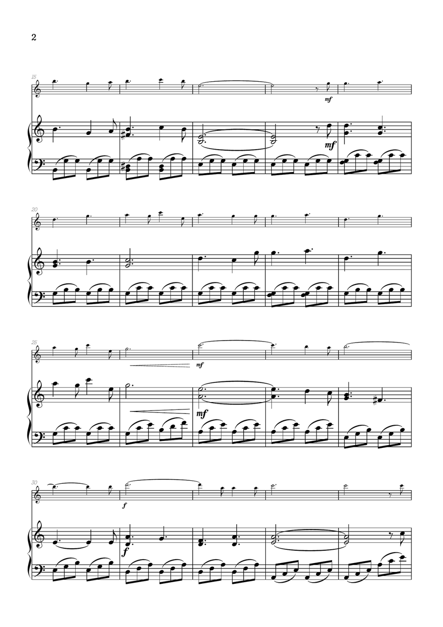 O Holy Night • Christmas Song | flute sheet music w/ piano accompaniment Flute Solo scores gallery preview page 2