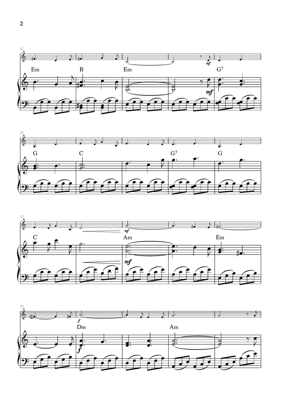 O Holy Night • Christmas Song | french horn sheet music w/ piano accompaniment [chords] Piano scores gallery preview page 2