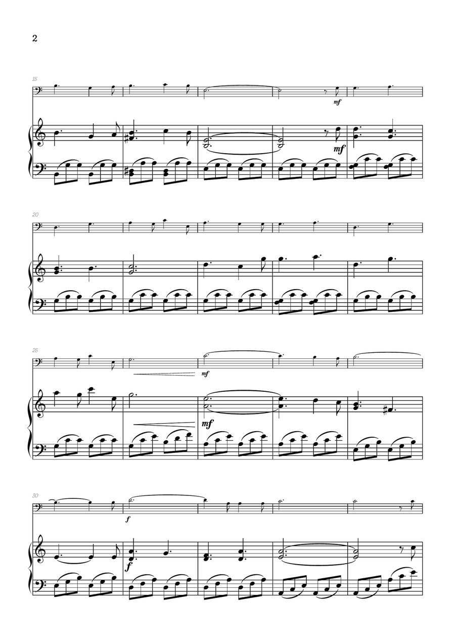 O Holy Night • Christmas Song | trombone sheet music w/ piano accompaniment Piano scores gallery preview page 2