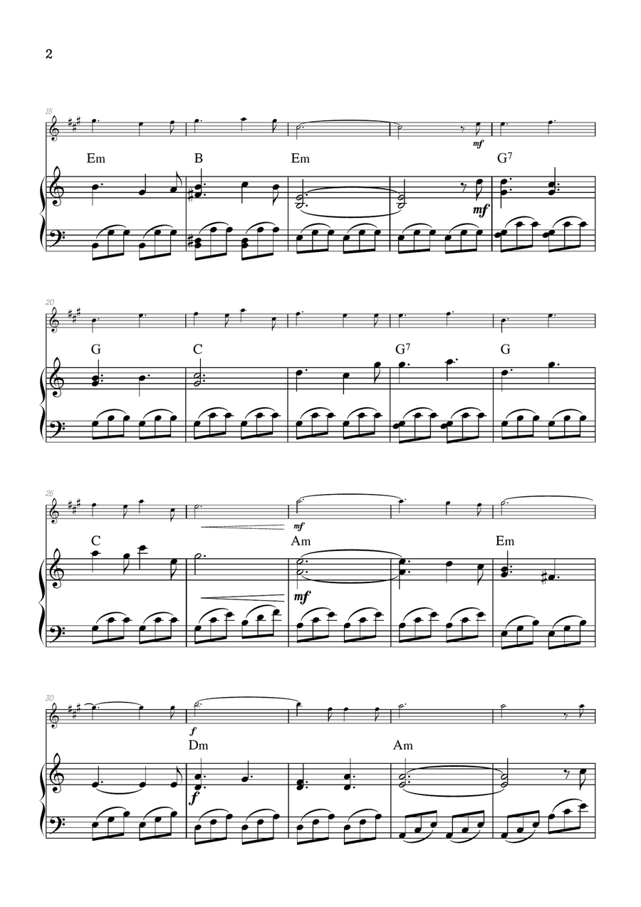 O Holy Night • Christmas Song | alto sax sheet music w/ piano accompaniment [chords] Alto Saxophone scores gallery preview page 2