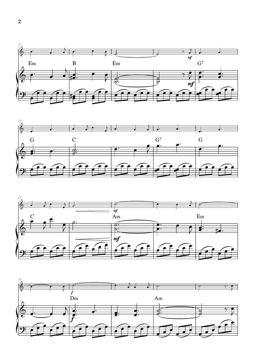 O Holy Night • Christmas Song | alto sax sheet music w/ piano accompaniment [chords] Alto Saxophone scores gallery preview page 2