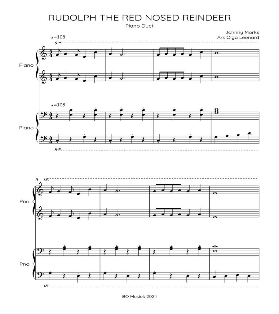 Rudolph the red nosed reindeer 1 Piano, 4-Hands scores gallery preview page 1