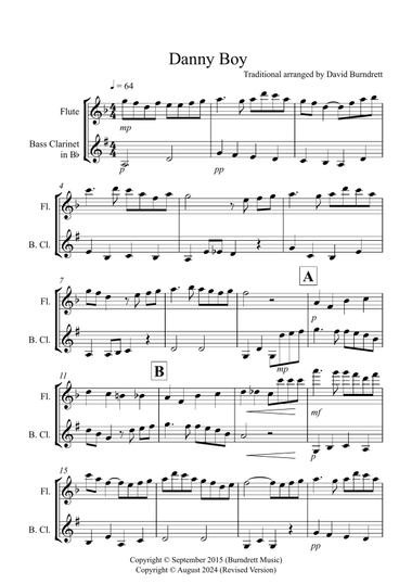 Danny Boy for Flute and Bass Clarinet Duet