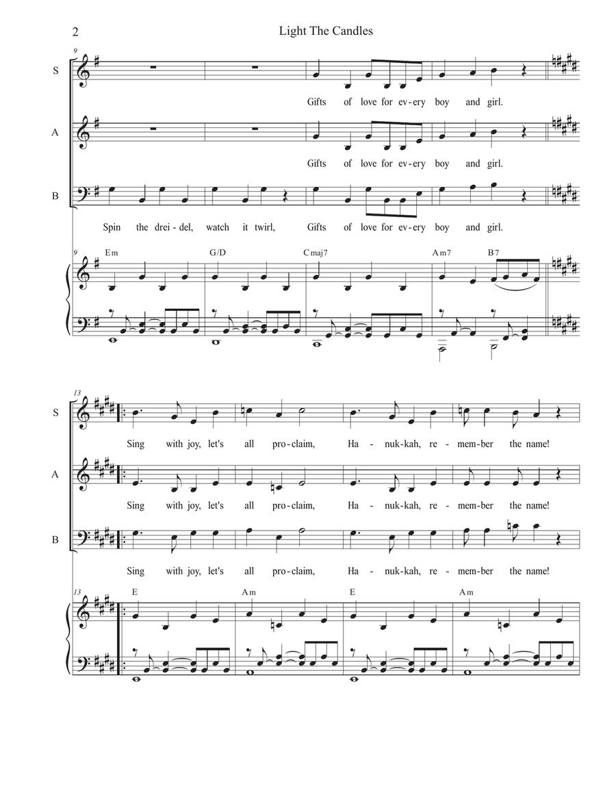Light the Candles (Sing with Joy) (SAB) 3-Part scores gallery preview page 2
