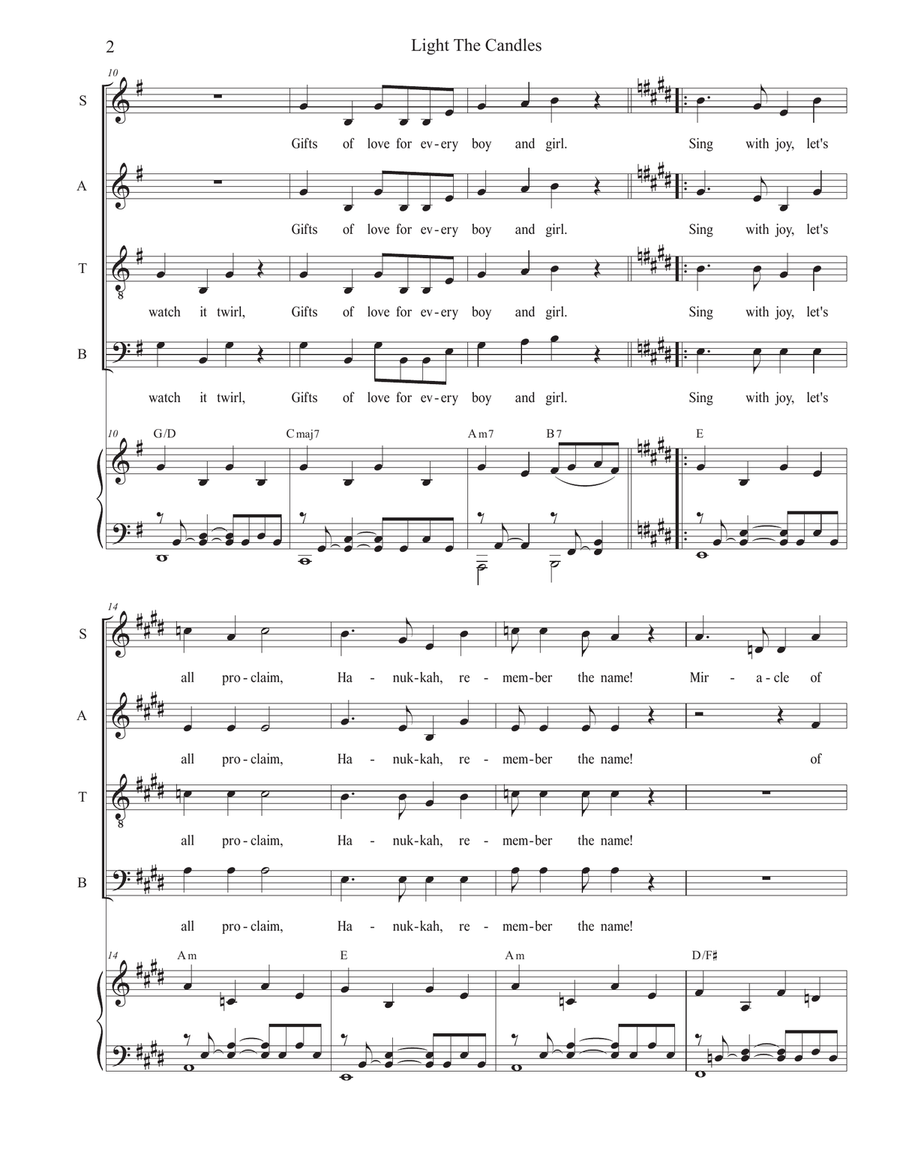 Light the Candles (Sing with Joy) (Vocal Quartet - (SATB) 4-Part scores gallery preview page 2