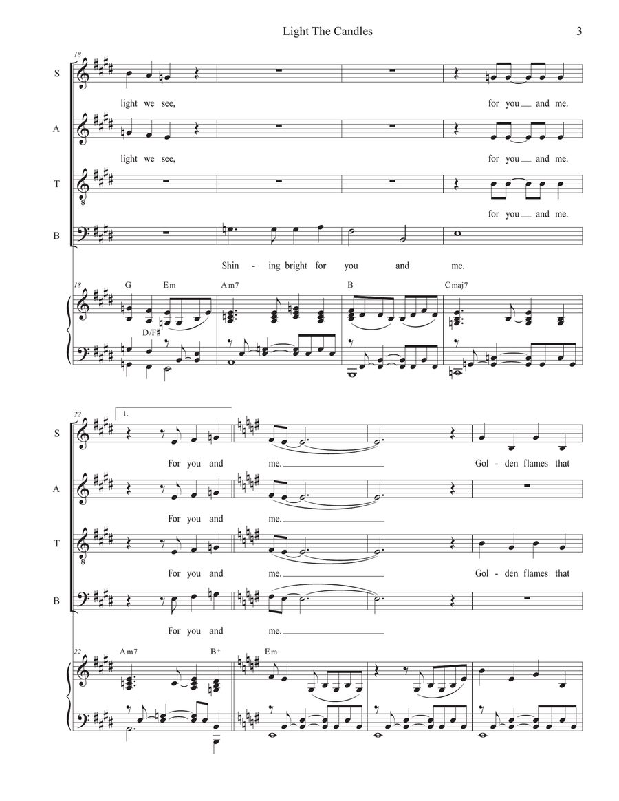 Light the Candles (Sing with Joy) (Vocal Quartet - (SATB) 4-Part scores gallery preview page 3