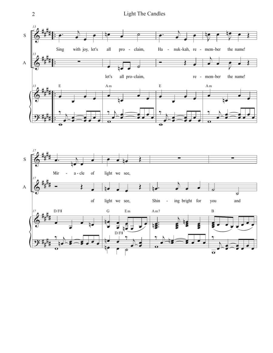Light the Candles (Sing with Joy) (Duet for Soprano and Alto solo) Alto Voice scores gallery preview page 2