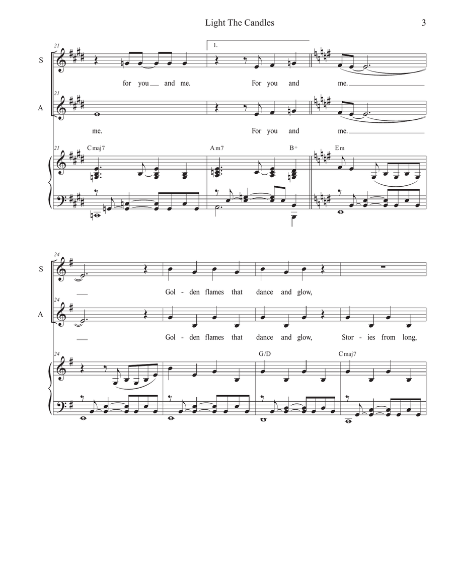 Light the Candles (Sing with Joy) (Duet for Soprano and Alto solo) Alto Voice scores gallery preview page 3