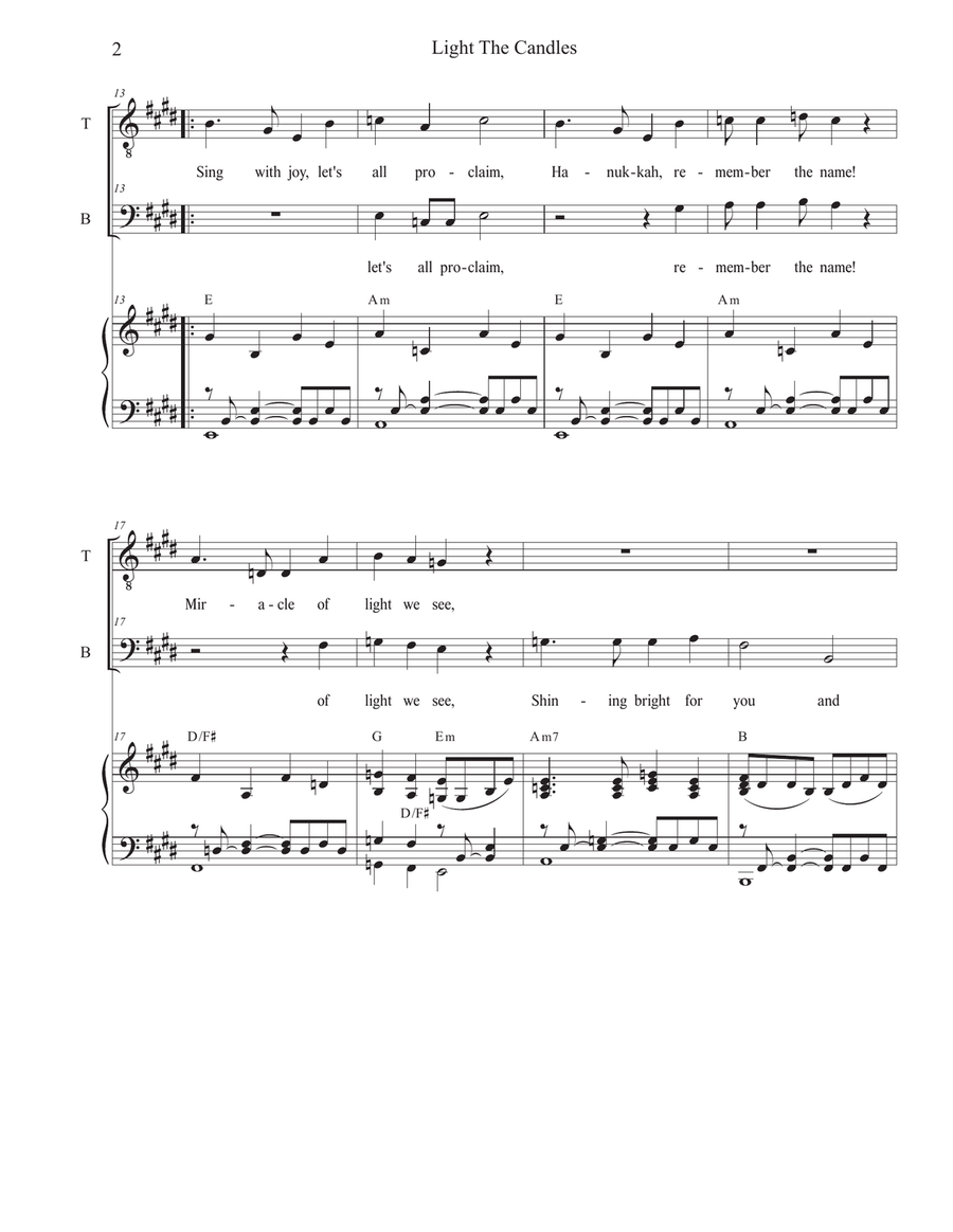 Light the Candles (Sing with Joy) (Duet for Tenor and Bass solo) Tenor Voice scores gallery preview page 2