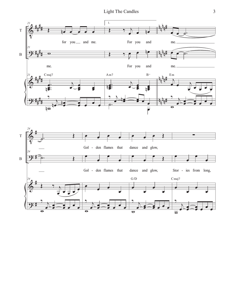 Light the Candles (Sing with Joy) (Duet for Tenor and Bass solo) Tenor Voice scores gallery preview page 3