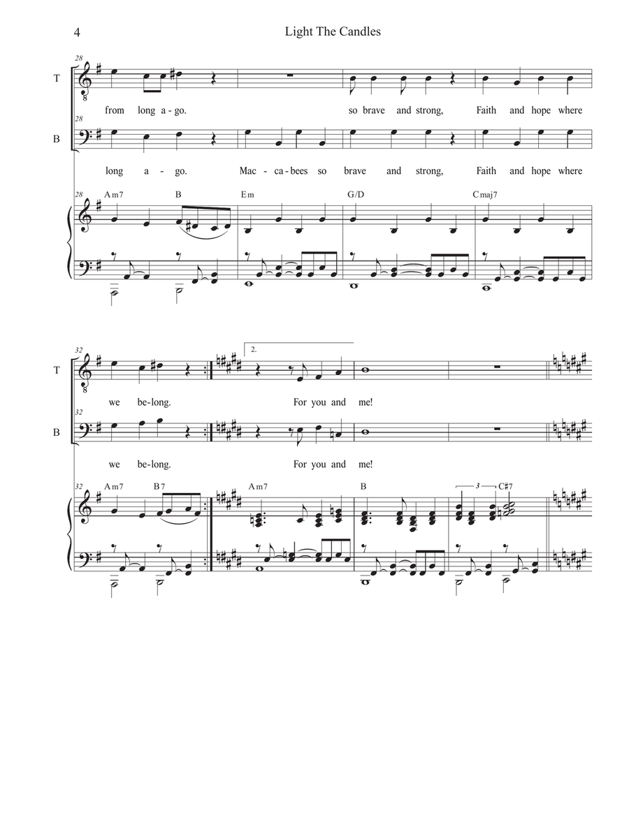 Light the Candles (Sing with Joy) (Duet for Tenor and Bass solo) Tenor Voice scores gallery preview page 4
