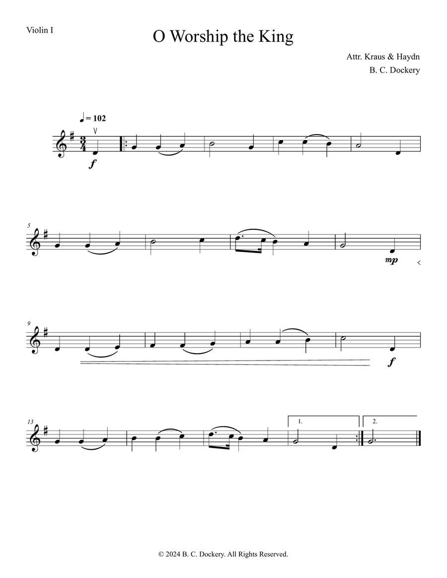 O Worship the King (String Quartet) String Quartet scores gallery preview page 3