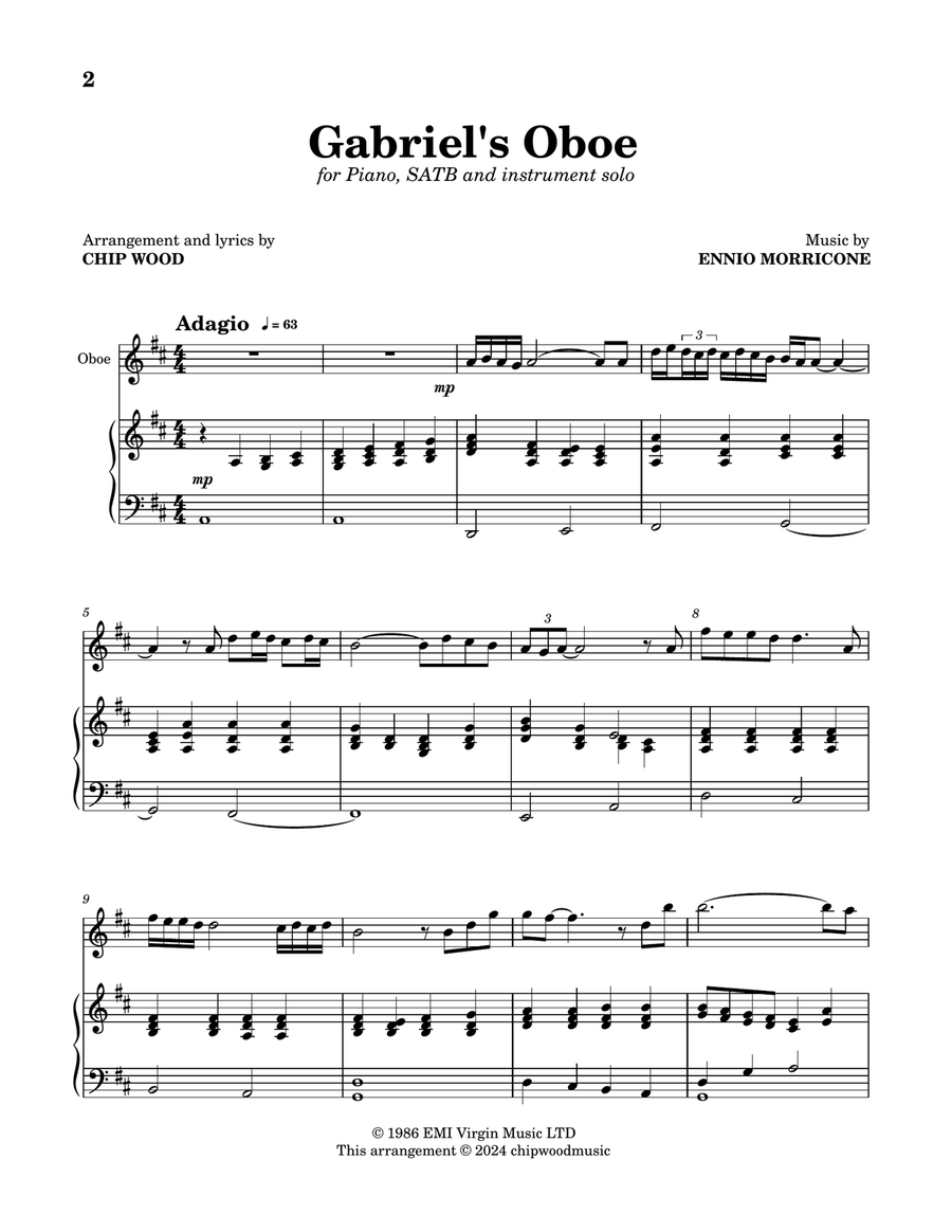 Gabriel's Oboe Gabriel's Oboe 4-Part scores gallery preview page 2