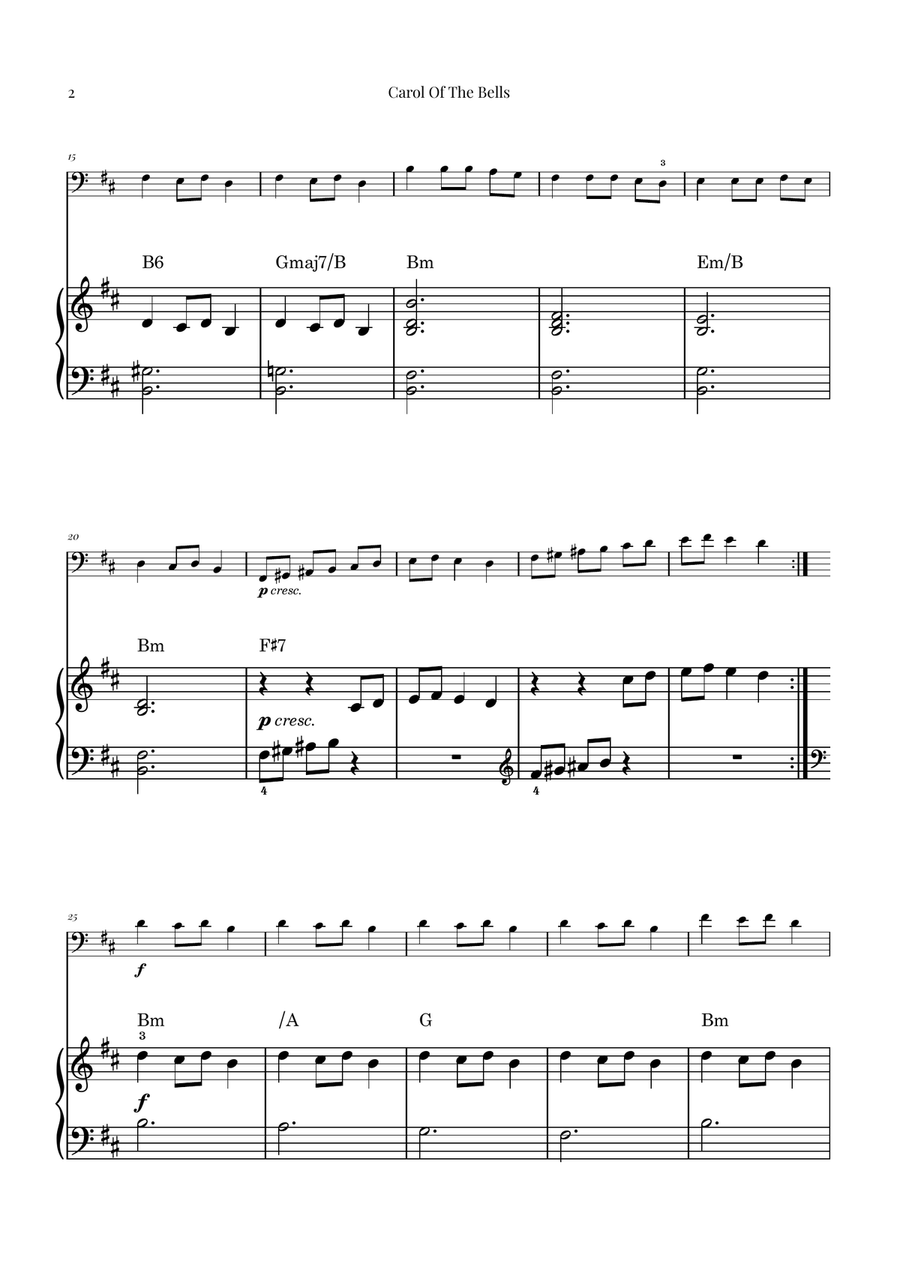 Carol Of The Bells Carol Of The Bells Piano scores gallery preview page 2