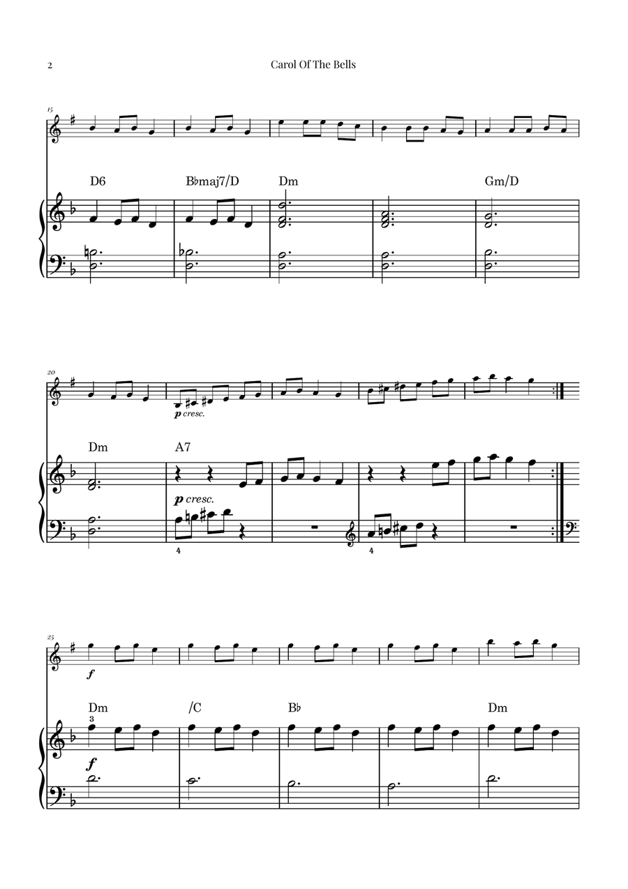 Carol Of The Bells Carol Of The Bells Soprano Saxophone scores gallery preview page 2