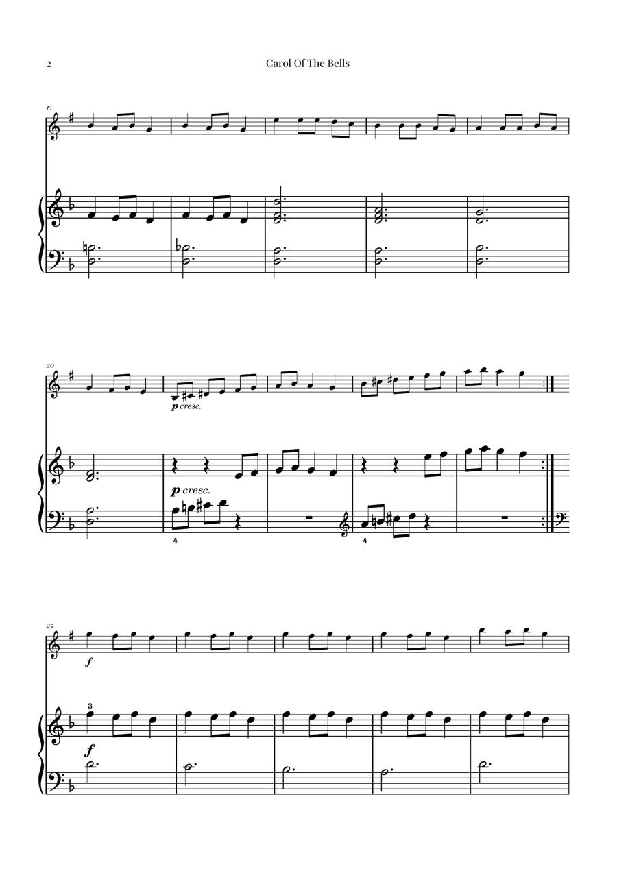 Carol Of The Bells Carol Of The Bells Soprano Saxophone scores gallery preview page 2