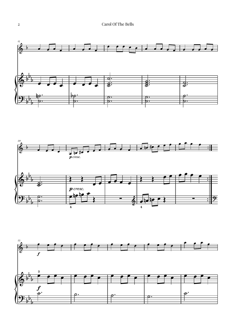 Carol Of The Bells Carol Of The Bells B-Flat Trumpet scores gallery preview page 2
