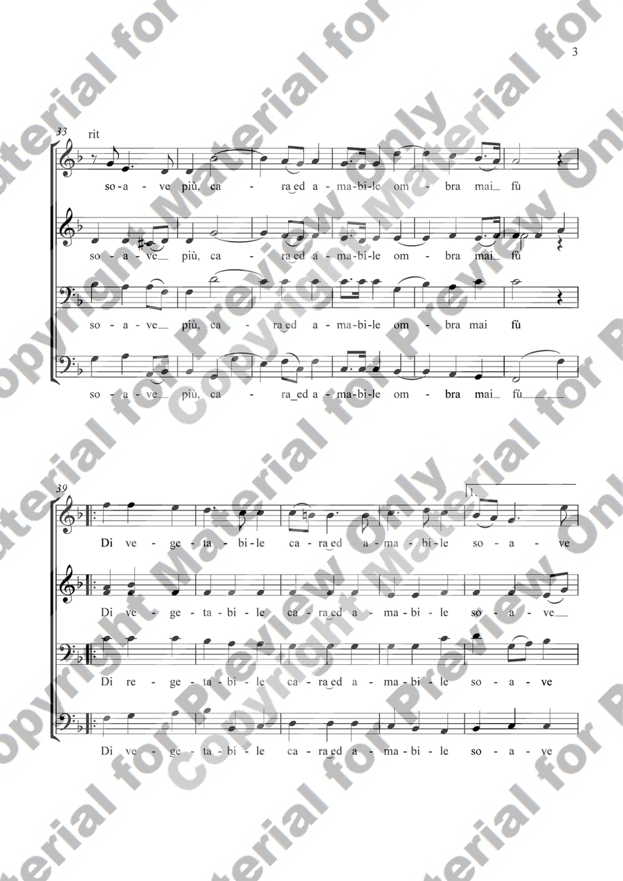 Ombra Mai Fù - G. F. Handel - for SATB Choir with Organ Accompaniment (With Chords) 4-Part scores gallery preview page 4